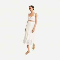 Vince Godet Crochet Skirt - Optic White Womens
