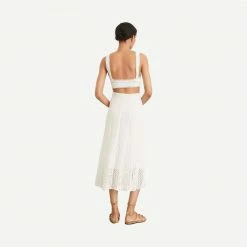 Vince Godet Crochet Skirt - Optic White Womens