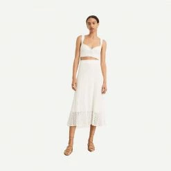 Vince Godet Crochet Skirt - Optic White Womens