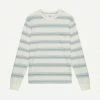 Wax London Mens Hayden LS Tee Slub Stripe - Ecru/Blue