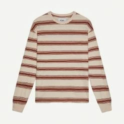 Wax London Hayden LS Tee Slub Stripe - Pink/Rust