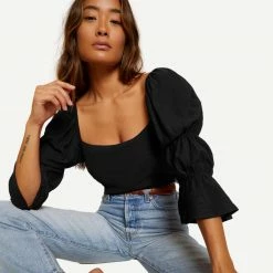 Nation LTD Womens Hillary Romance Tee - Jet Black