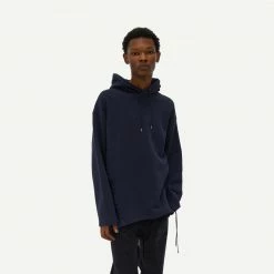 Helmut Lang Mens Laced Hoodie Loose Fit In Admiral Blue