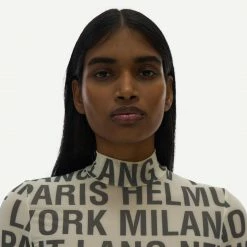 Helmut Lang Jersey Print Mockneck Womens