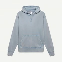 Wax London Buxton Hoodie Heavy Organic Cotton - Light Blue Mens