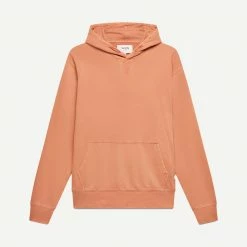 Wax London Mens Buxton Hoodie Heavy Organic Cotton - Rust