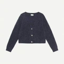 Ganni Womens Soft Wool Knit Cardigan In Sky Captain