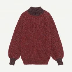Ganni Ribbed Oversized Pullover In High Risk Red