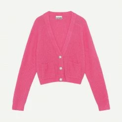 Galvanic Online Shop 35 Ganni Relax Wool Cardigan - Shocking Pink Womens