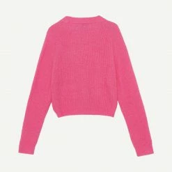 Ganni Relax Wool Cardigan - Shocking Pink Womens