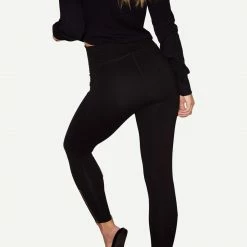 LNA Plain Zipper Legging Black Cotton