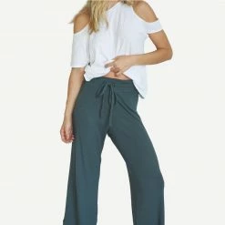 LNA Womens Core Ribbed Kismet Pant Dark Olive