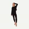 LNA Plain Zipper Legging Black Cotton