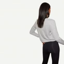 LNA Ribbed Long Sleeve Crew - Heather Grey