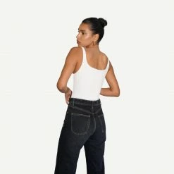 LNA Womens Essential Scoop Tank Bodysuit - White