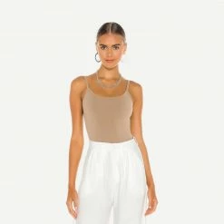 LNA Essential Scoop Tank Bodysuit - Nude