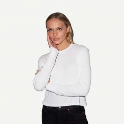 LNA Ribbed Long Sleeve Crew - White