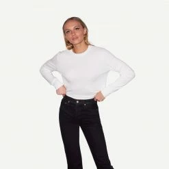 LNA Ribbed Long Sleeve Crew - White