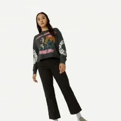 Daydreamer Bob Marley Could You Be Loved Oversized LS Tee - Bleach Out Black Womens