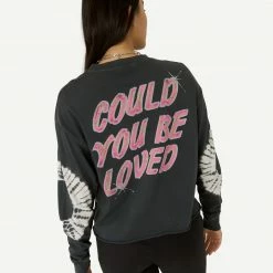 Daydreamer Bob Marley Could You Be Loved Oversized LS Tee - Bleach Out Black Womens