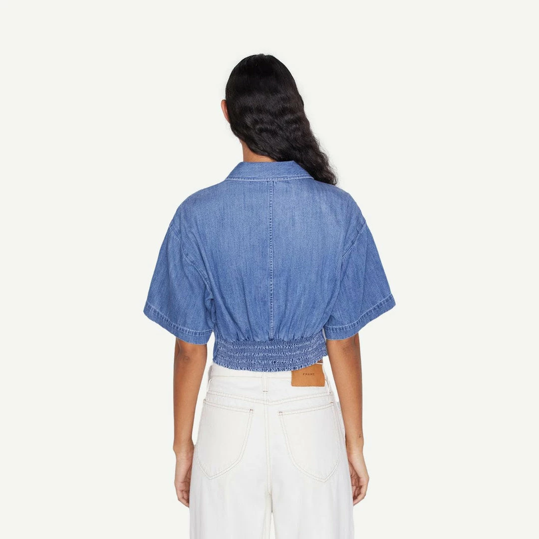 Frame Denim Womens Seam Detail Shirt In Shoreline Wash