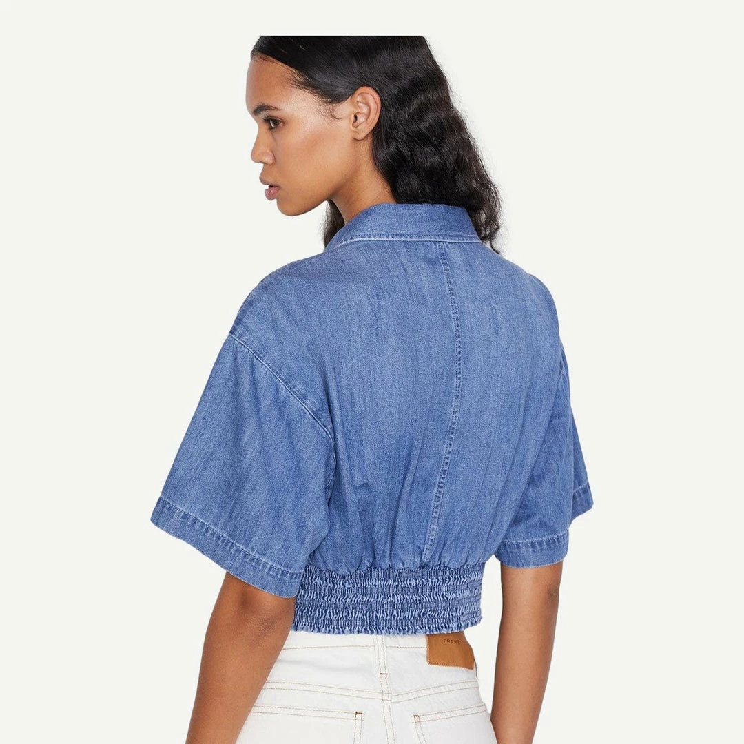 Frame Denim Womens Seam Detail Shirt In Shoreline Wash