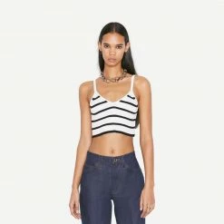 Frame Denim Rib Bralette In Off White Multi Womens