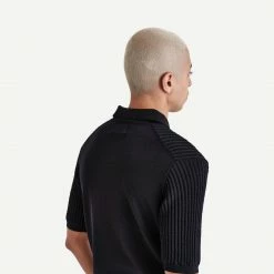 Wax London Naples Polo Stretch Stripe Cotton - Midnight Mens