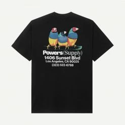POWERS Bird Short Sleeve Tee Black Mens