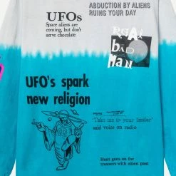 Real Bad Man Mens Extraterrestrial Shit LS Tee - Grey Blue Tie Dye