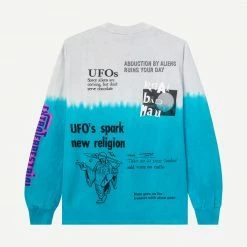 Real Bad Man Mens Extraterrestrial Shit LS Tee - Grey Blue Tie Dye