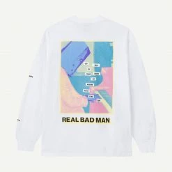 Real Bad Man Piano Man LS Tee White Mens