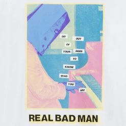Real Bad Man Piano Man LS Tee White Mens