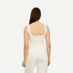 Vince Ribbed Square Neck Camisole - Off White