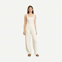 Vince Ribbed Square Neck Camisole - Off White