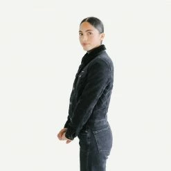 Rolla's Jeans Womens Black Cord Sherpa Jacket