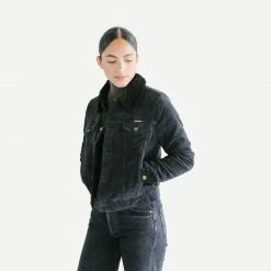 Rolla's Jeans Womens Black Cord Sherpa Jacket