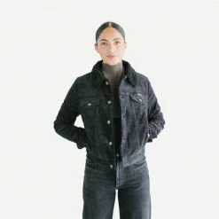Rolla's Jeans Womens Black Cord Sherpa Jacket
