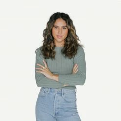 Rolla's Jeans Womens Jane Long Sleeve Knit Tee In Fern