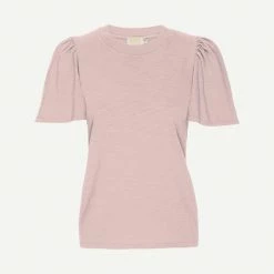 Nation LTD Womens Savanna Flutter Sleeve Mock Neck - Pink Millennial
