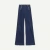 Frame Denim Womens Sailor Snap Wide Leg In Classic Blue 2 Frame Denim Womens Sailor Snap Wide Leg In Classic Blue
