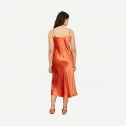 Vince Satin Slip Dress - Burnt Orange Womens