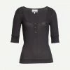 Ganni Womens Scoop Neck Ribbed Top