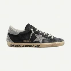 Golden Goose Superstar Corduroy Print Upper Crystals Star Womens