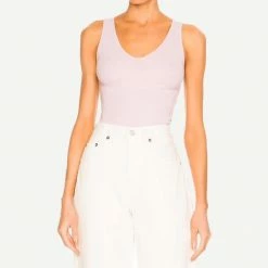 Enza Costa Textured Knit Racer Tank - Heather Womens