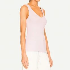 Enza Costa Textured Knit Racer Tank - Heather Womens