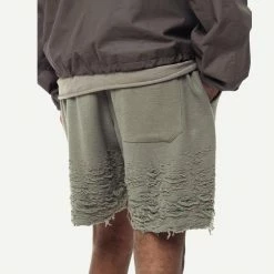 John Elliott Mens Reverse Burn-Out Shorts - Shark X Kelly
