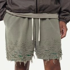 John Elliott Mens Reverse Burn-Out Shorts - Shark X Kelly
