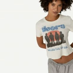 Daydreamer The Doors Waiting For The Sun Shrunken Tee - Stone Vintage Womens