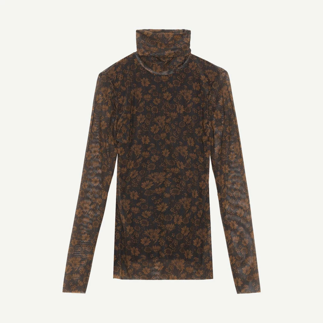 Ganni Womens Printed Mesh Rollneck 3 Ganni Womens Printed Mesh Rollneck